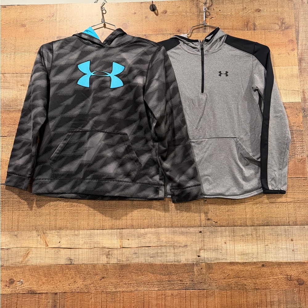 Under Armour Bundle Black & Gray Hoodies with Blue & Black Accents Size Large
